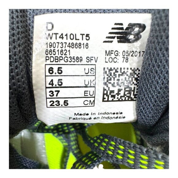 New Balance 410 V5 Trail Running Shoes Gray Neon Athletic Sneakers 6.5 - Picture 5 of 10